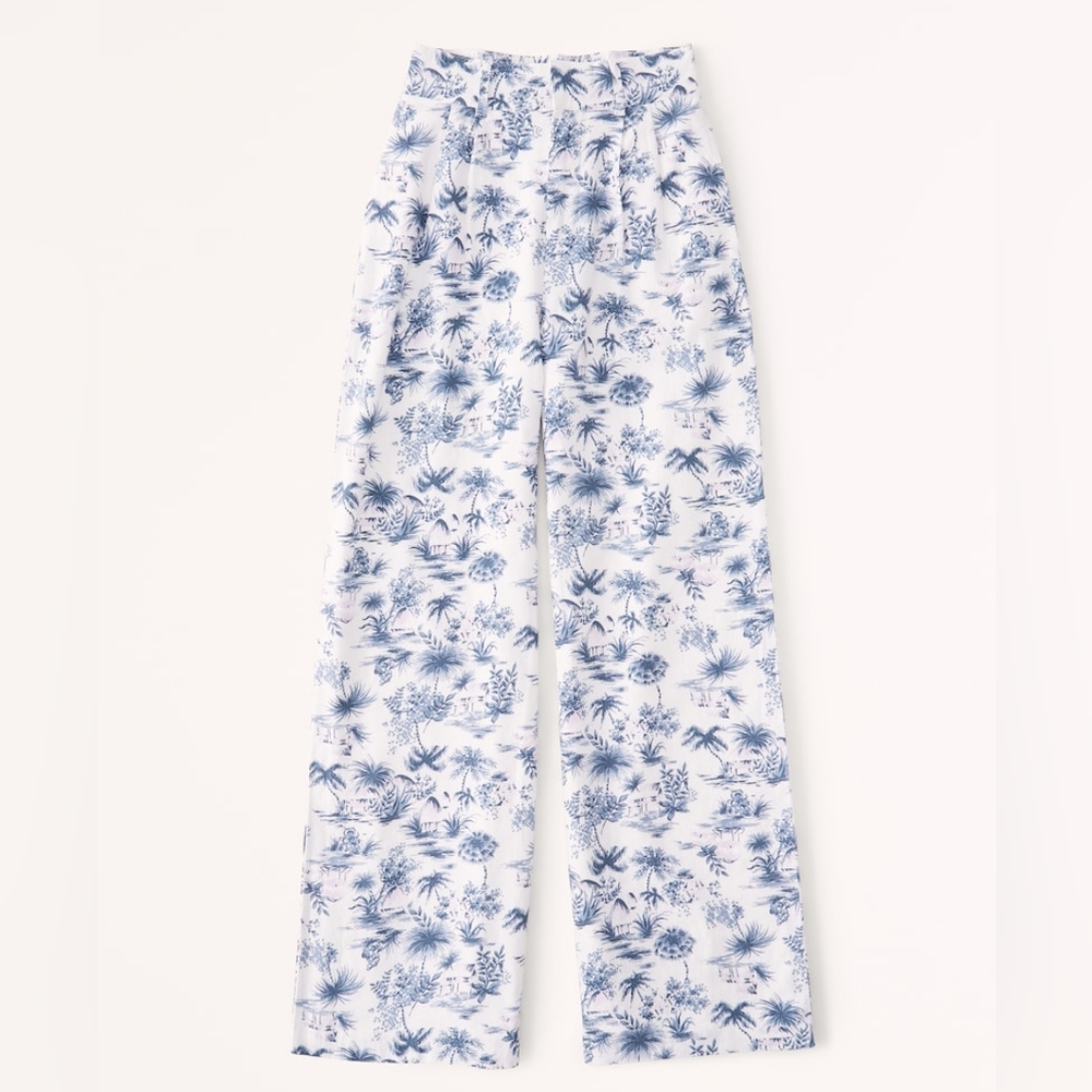ABERCOMBIE Tailored Linen-Blend Wide Leg Pants